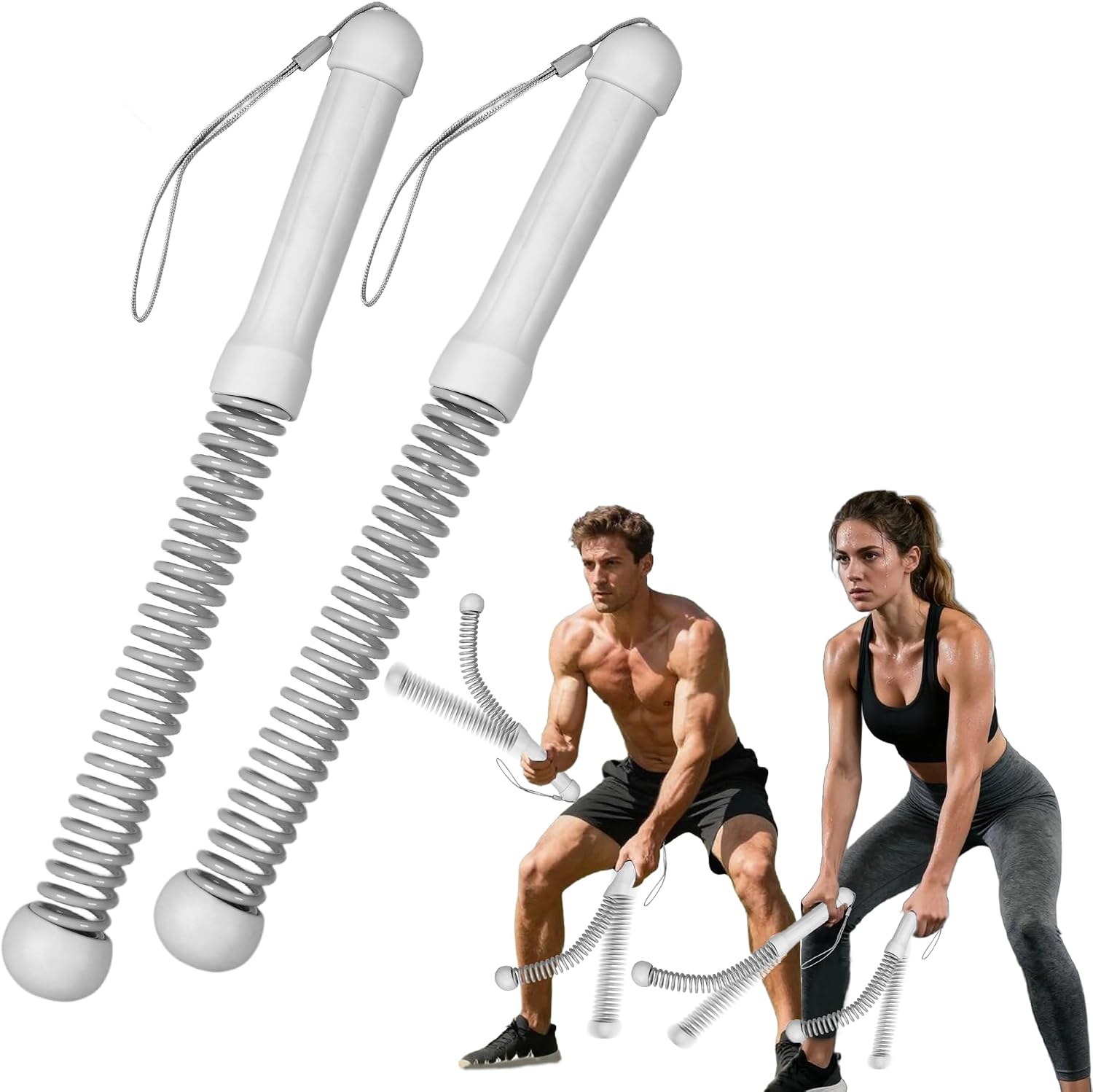 Heavy Equipment Gym - เชือกออกกำลังกายแบบไร้สายรุ่นที่ 2 สำหรับยิมที่บ้าน, เชือกออกกำลังกายแบบไร้สายแบบพกพาสำหรับงานหนักพร้อมสปริงในตัว (ไม่มีสกรู), เชือกออกกำลังกายแบบถ่วงน้ำหนักสำหรับผู้ชายและผู้หญิง,