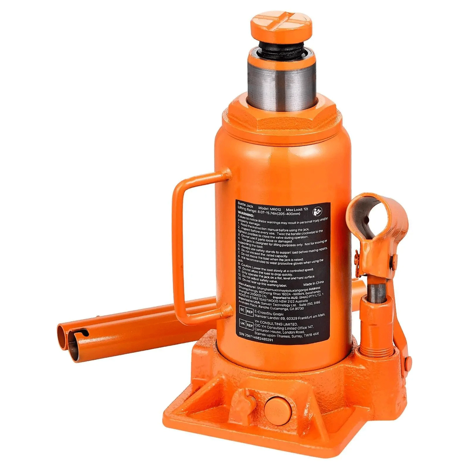 Heavy Equipment Jack - แม่แรงไฮดรอลิกแบบขวด 12 ตัน สำหรับงานหนัก แบบเชื่อม สำหรับรถยนต์,