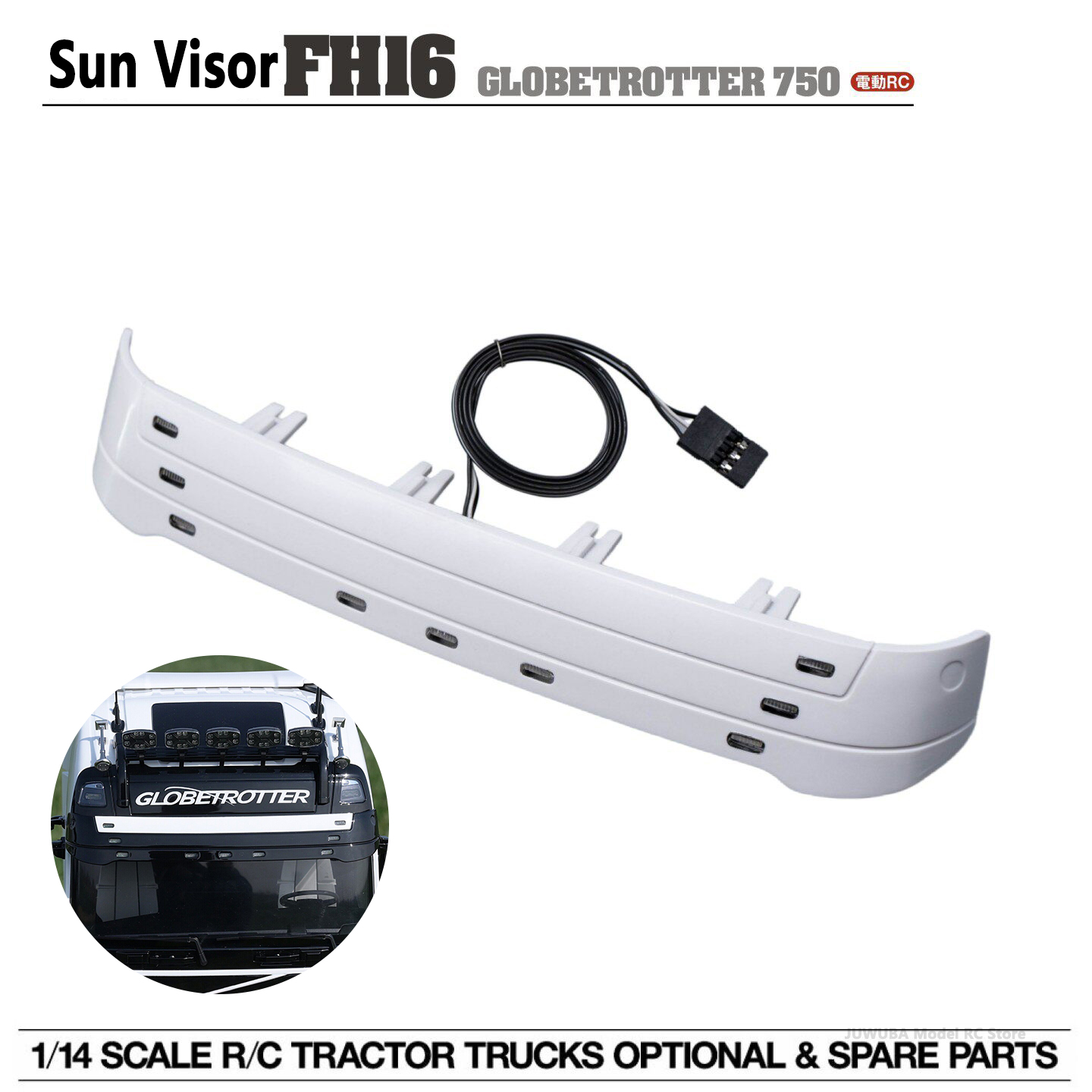 Heavy Equipment Volvo - 1PCS พลาสติก LED บังแดดพร้อมไฟสำหรับ 1/14 Tamyia