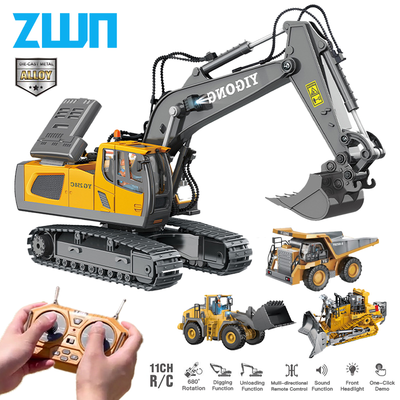 Heavy Equipment Games - ZWN รถตักดินควบคุมระยะไกล2.4G รถดัมพ์โมเดลรถ RC ของเล่นรถจำลองพลาสติกอัลลอยด์มืออาชีพสำหรับเด็ก