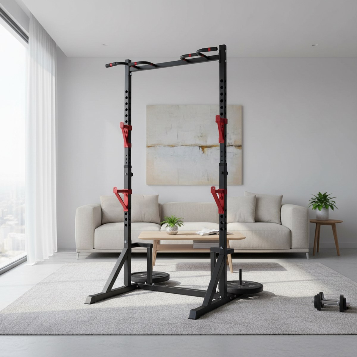 แร็คปรับระดับได้พร้อมบาร์ดึงข้ - Heavy Equipment Gym บทวิจารณ์และราคา