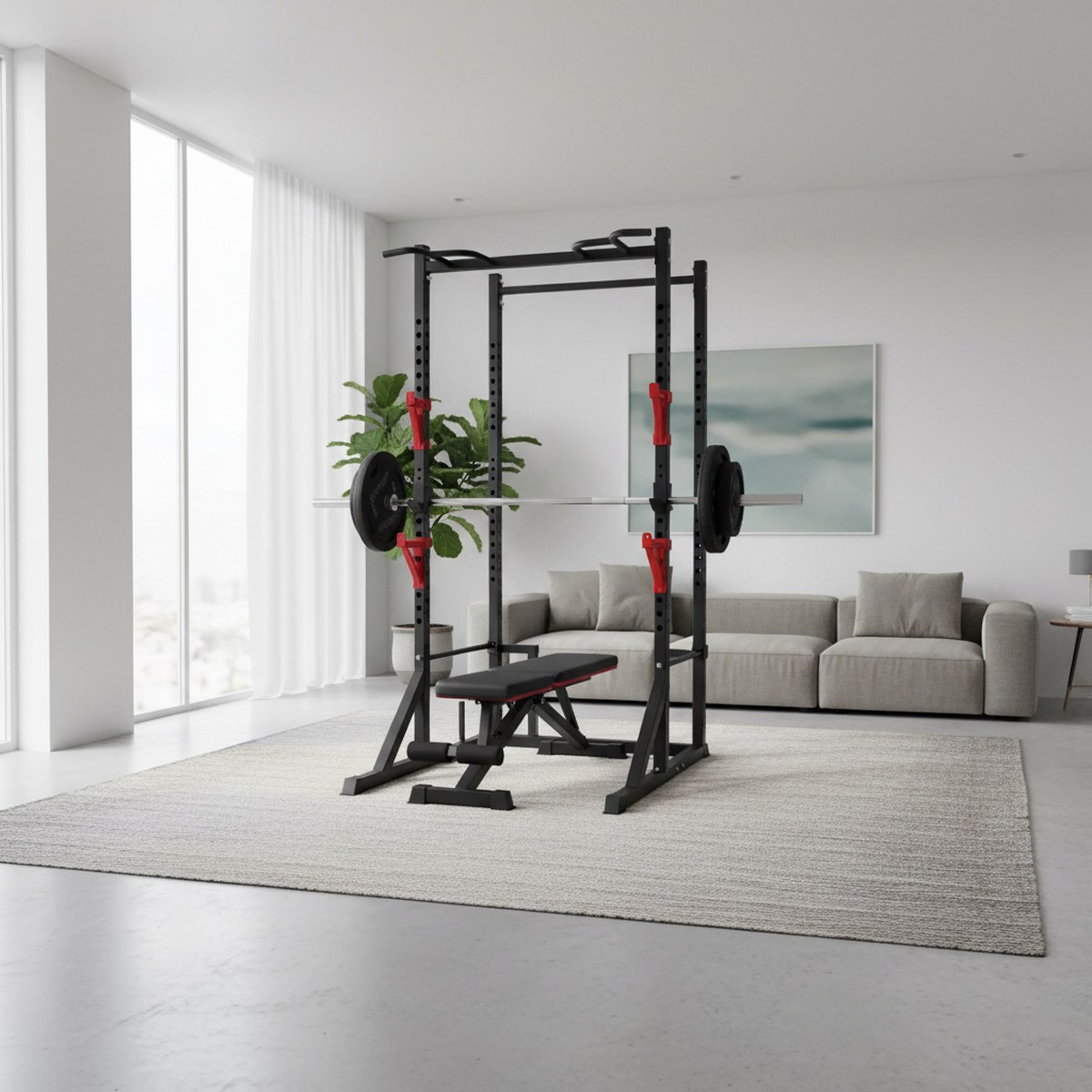 แร็คปรับระดับได้พร้อมบาร์ดึงข้ - Heavy Equipment Gym บทวิจารณ์และราคา